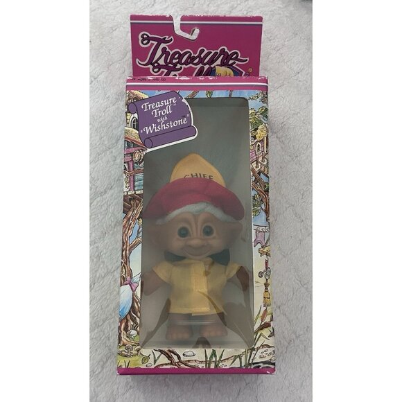 Ace Novelty Treasure Trolls Fire Chief In Original Box 1991 - Picture 2 of 7